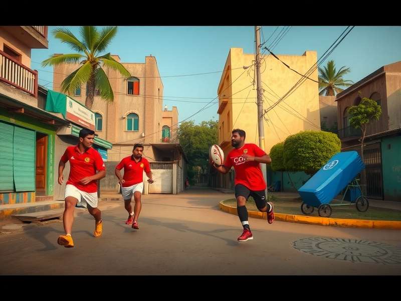 India Rugby Achievers gameplay showing a gully rugby match in an Indian neighborhood